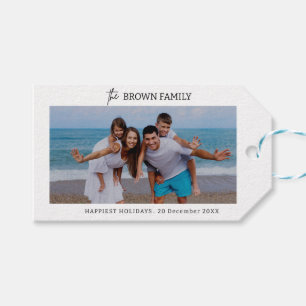 Modern Minimalist Simple Custom Family Photo Gift Tags