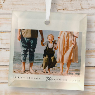 Modern Minimalist Simple Custom Family Photo Glass Tree Decoration