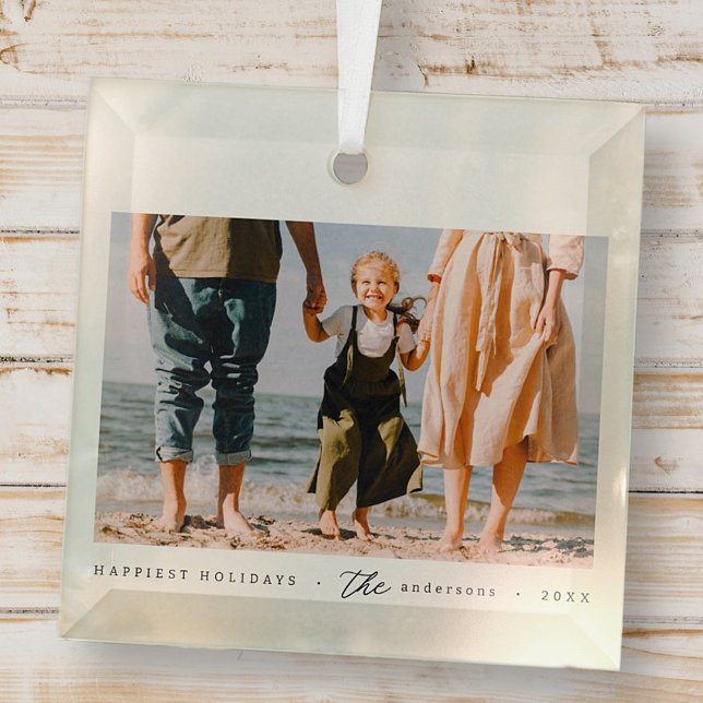 Modern Minimalist Simple Custom Family Photo Glass Tree Decoration (Creator Uploaded)