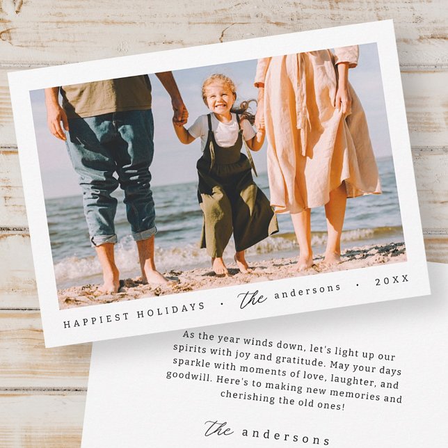 Modern Minimalist Simple Custom Family Photo Holiday Card (Creator Uploaded)