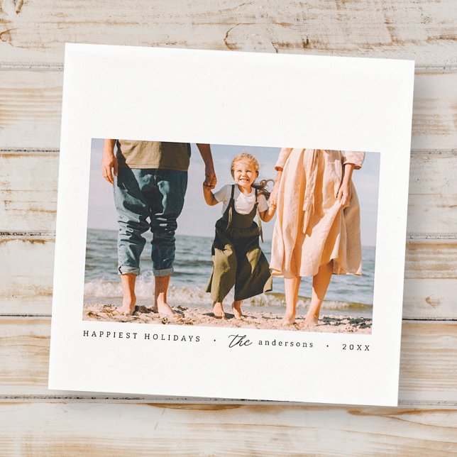 Modern Minimalist Simple Custom Family Photo Napkin (Creator Uploaded)