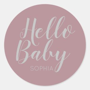 modern minimalist simple cute baby shower classic round sticker