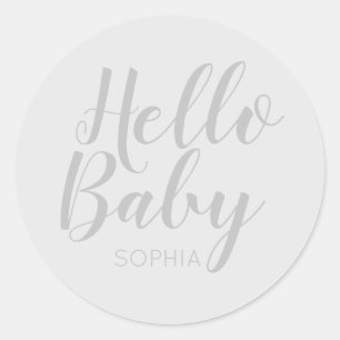 modern minimalist simple cute baby shower classic round sticker