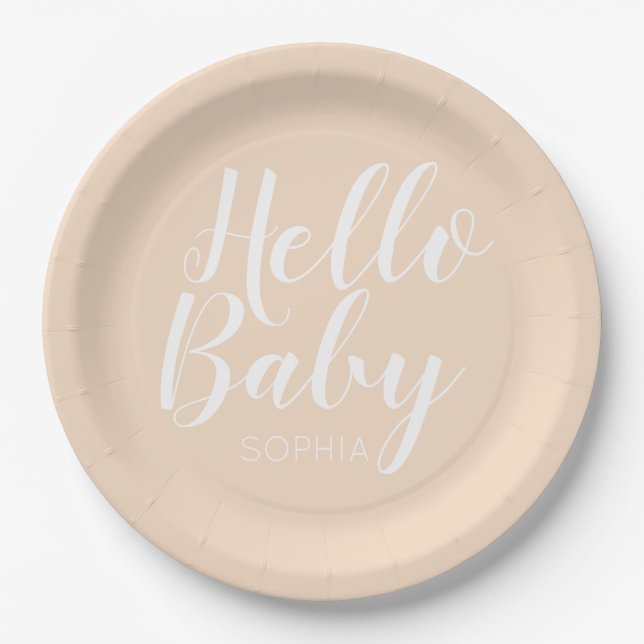 modern minimalist simple cute baby shower paper plate (Front)