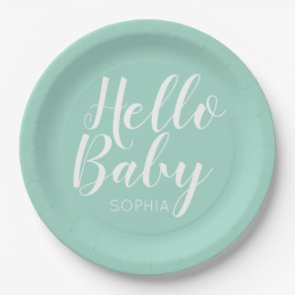 modern minimalist simple cute baby shower paper plate