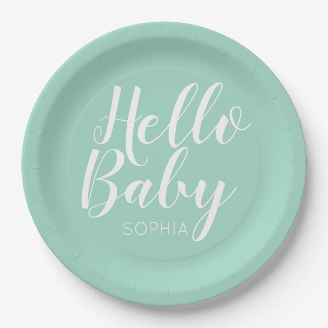 modern minimalist simple cute baby shower paper plate (Front)