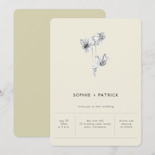 Modern Minimalist Simple Daffodils Spring Wedding Invitation
