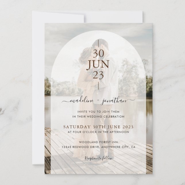 Modern Minimalist Simple Door 2 Photo Wedding Invitation (Front)