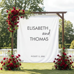 Modern minimalist simple elegant wedding backdrop tapestry