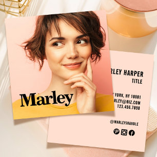 Modern Minimalist Simple Fun Professional Photo Square Business Card