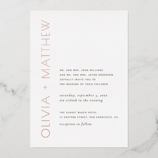 Modern minimalist simple gold typography wedding (Front)