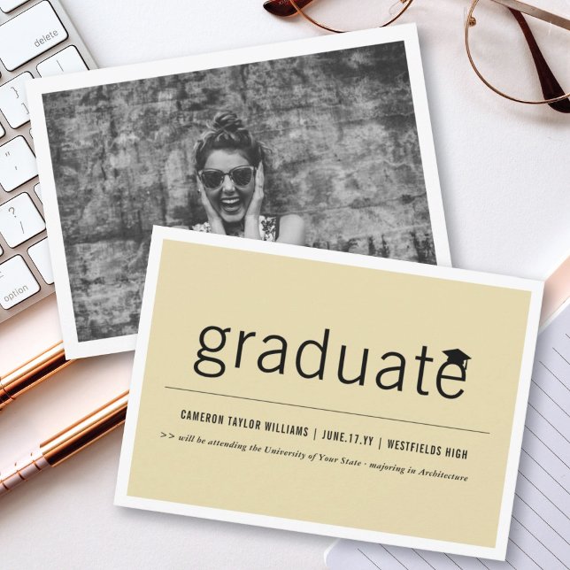 Modern Minimalist Simple Graduate Graduation Photo Announcement (Creator Uploaded)