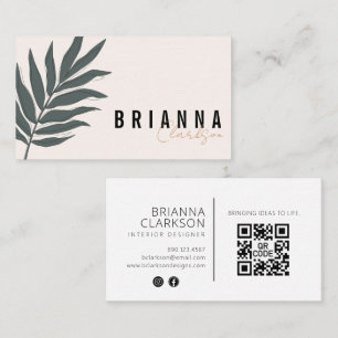 Modern Minimalist Simple Green Leaf Botanical Business Card