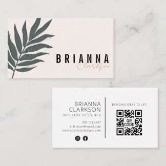 Modern Minimalist Simple Green Leaf Botanical Business Card