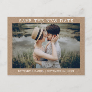 Modern Minimalist Simple Kraft Save The New Date Postcard