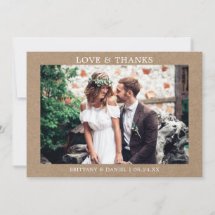 Modern Minimalist Simple Love Thanks Wedding Kraft Thank You Card