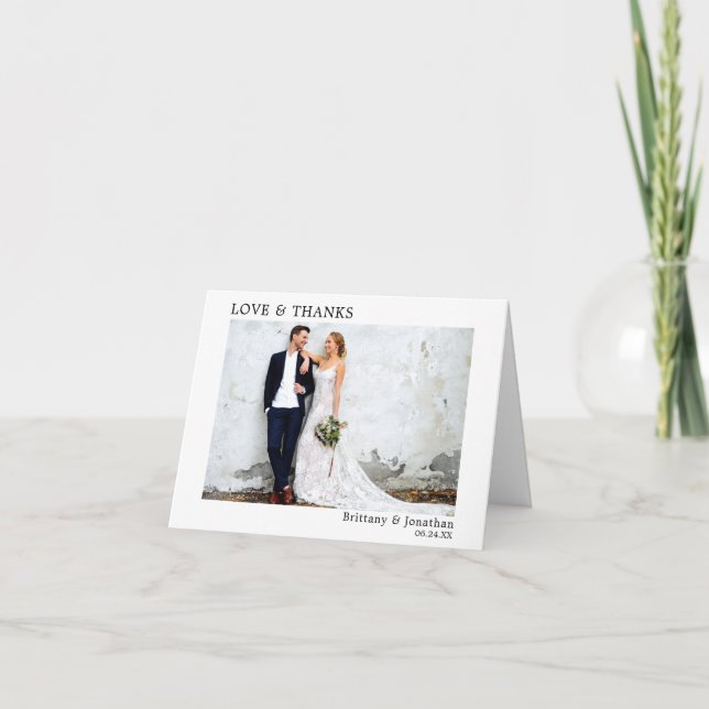 Modern Minimalist Simple Love Thanks Wedding Note Thank You Card (Front)