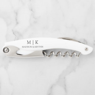 Modern Minimalist Simple Monogram Wedding Corkscrew