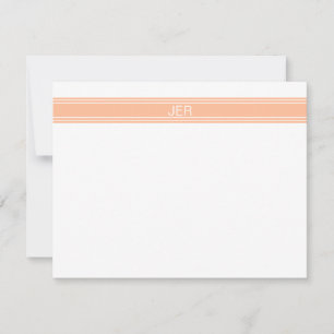 Modern Minimalist Simple Monogrammed Peach Orange Card