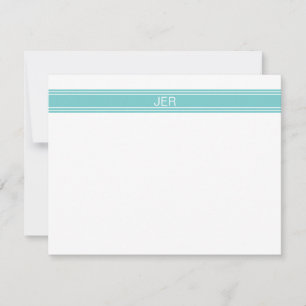 Modern Minimalist Simple Monogrammed Teal Card