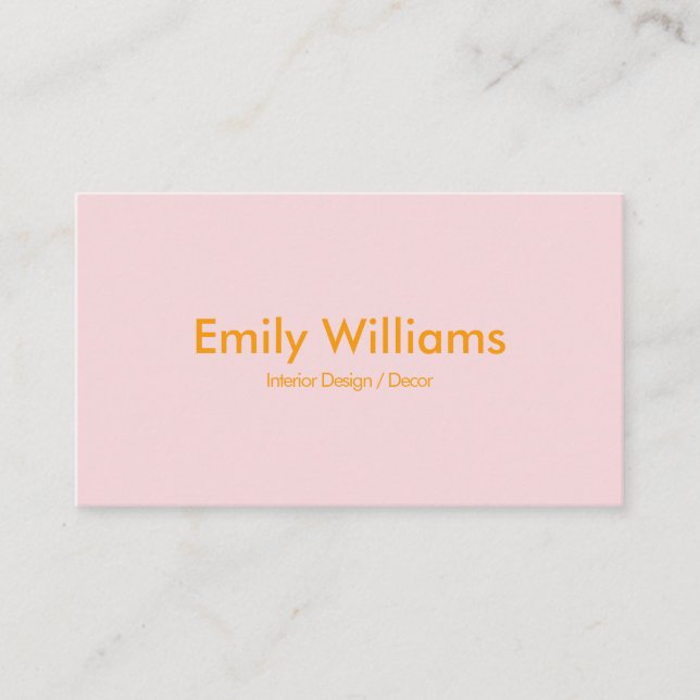 Modern Minimalist Simple Orange Pink Square Business Card (Front)