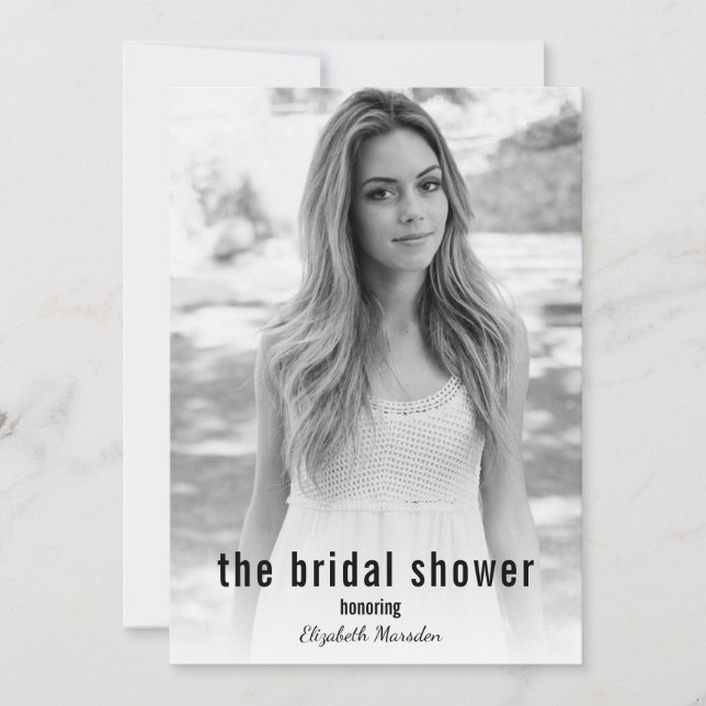 Modern Minimalist Simple Photo Bridal Shower Invitation (Front)