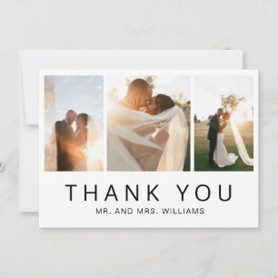 Modern Minimalist Simple Photo Collage Wedding Thank You Card