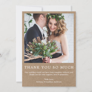 Modern Minimalist Simple Photo Kraft So Much Thank You Card