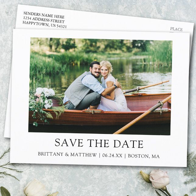 Modern Minimalist Simple Photo Save the Date Postcard (Customize to change text size or text style.)