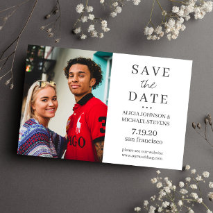 Modern minimalist simple photo wedding save date