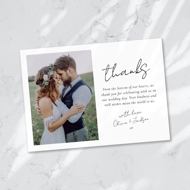 Modern Minimalist Simple Photo Wedding Thank You Card (Creator Uploaded)