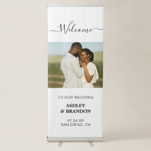 Modern Minimalist Simple Photo Wedding Welcome Retractable Banner