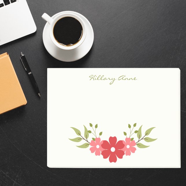 Modern Minimalist Simple Pink & Red Girly Floral Post-it Notes (Creator Uploaded)
