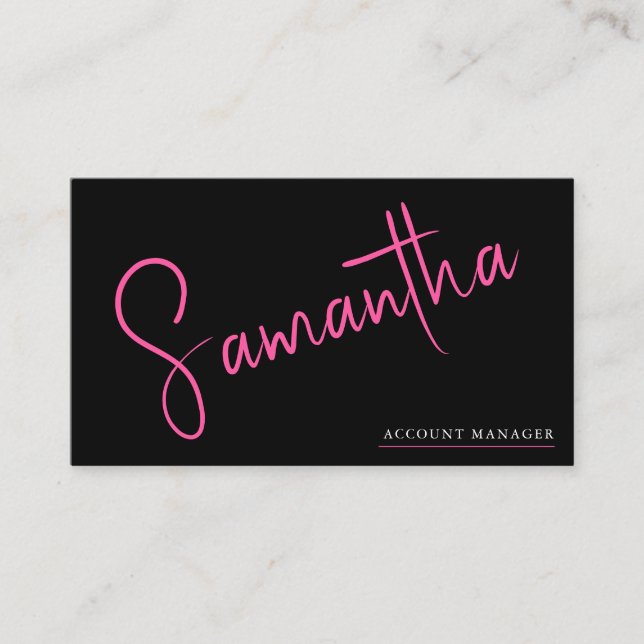 Modern Minimalist Simple Pink Script Professional Business Card (Front)
