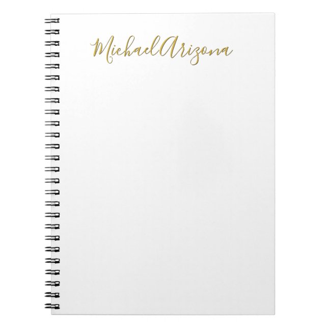Modern Minimalist Simple Plain Handwriting Name Notebook (Front)