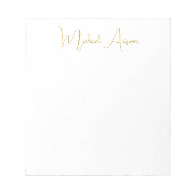 Modern Minimalist Simple Plain Handwriting Name Notepad (Front)