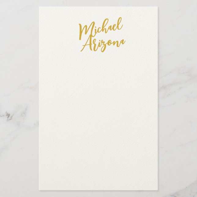 Modern Minimalist Simple Plain Handwriting Name Stationery (Front)