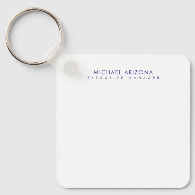 Modern Minimalist Simple Plain Own Name Key Ring (Front)