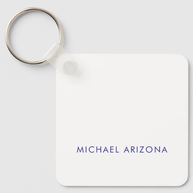Modern Minimalist Simple Plain Own Name Key Ring (Front)