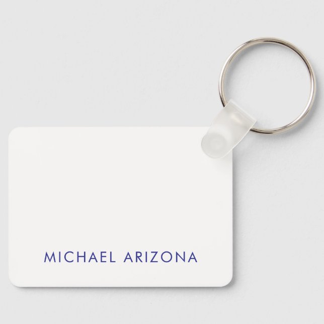 Modern Minimalist Simple Plain Own Name Key Ring (Front)