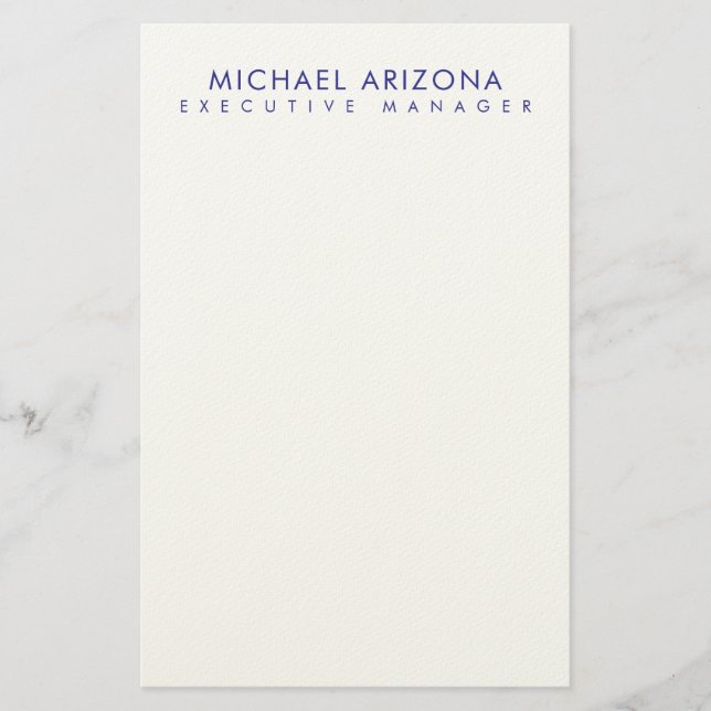 Modern Minimalist Simple Plain Own Name Stationery (Front)