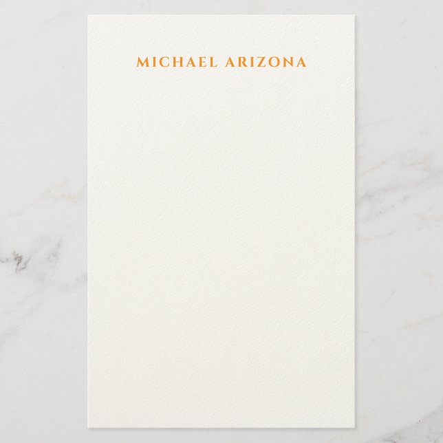 Modern Minimalist Simple Plain Own Name Stationery (Front)