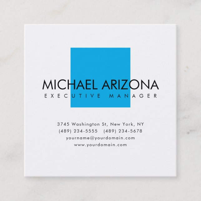 Modern Minimalist Simple Plain Square Business Card (Front)