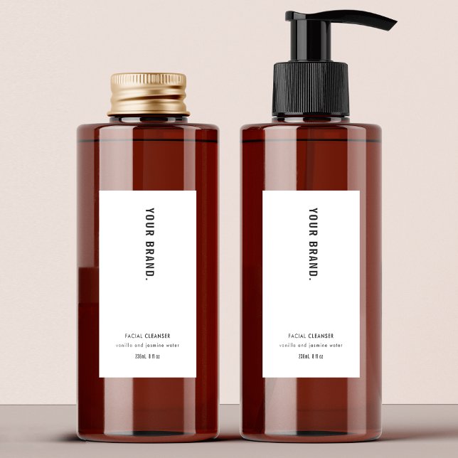 Modern Minimalist Simple Product Waterproof Label (Minimalist Black & White Waterproof Rectangle Product Label - can be used on bottles, jars, pouches)