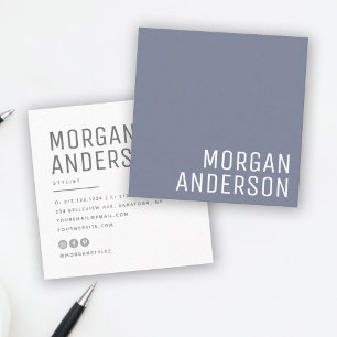 Modern Minimalist Simple Professional Dusty Blue Square Business Card