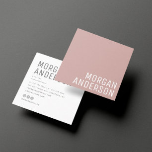 Modern Minimalist Simple Professional Dusty Rose Square Business Card