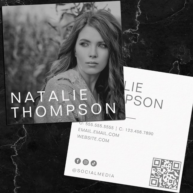 Modern Minimalist Simple Professional Photo Cool Square Business Card (Creator Uploaded)