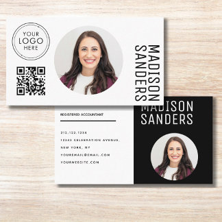 Modern Minimalist  Simple Professional Photo QR Business Card