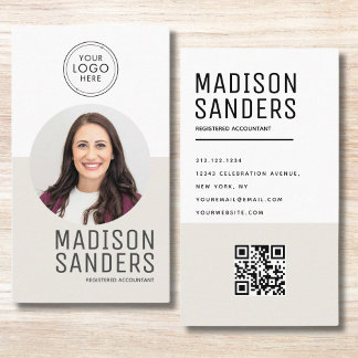Modern Minimalist  Simple Professional Photo QR Business Card
