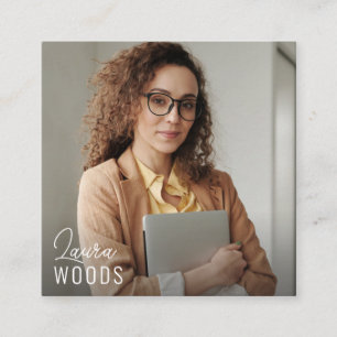 Modern Minimalist Simple Professional Photo Square Business Card